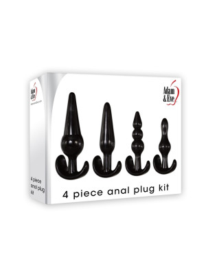 4 Piece Anal Plug Kit Black AE-WF