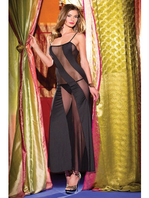One Piece Black Translucent Sheer Diagonal Mesh Dress 1445 Be Wicked