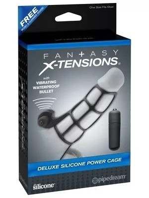 Vibrating Deluxe Silicone Power Cage Fantasy X-tensions box