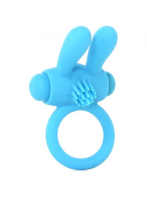Neon Rabbit Ring Vibrating Blue Silicone Pipedream